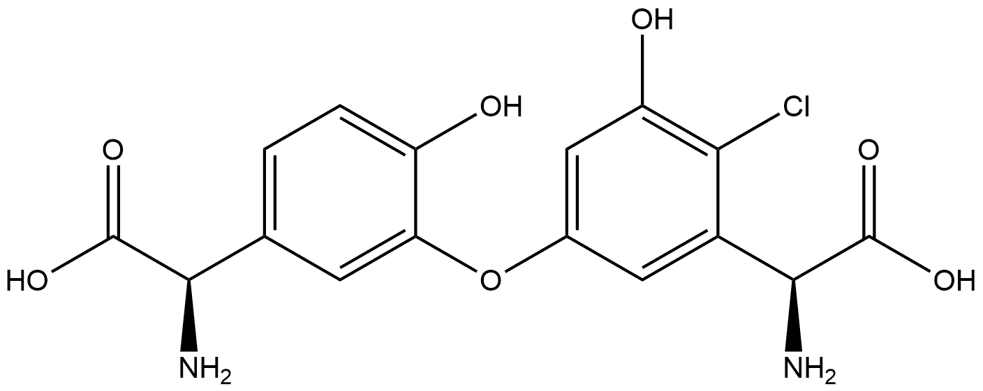 Benzeneacetic acid, α-amino-5-[5-(aminocarboxymethyl)-2-hydroxyphenoxy]-2-chloro-3-hydroxy-, [S-(R*,S*)]- (9CI) Struktur