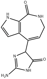 4-(2-Amino-4,5-dihydro-5-oxo-1H-imidazol-4-yl)-6,7-dihydropyrrolo[2,3-c]azepin-8(1H)-one Struktur