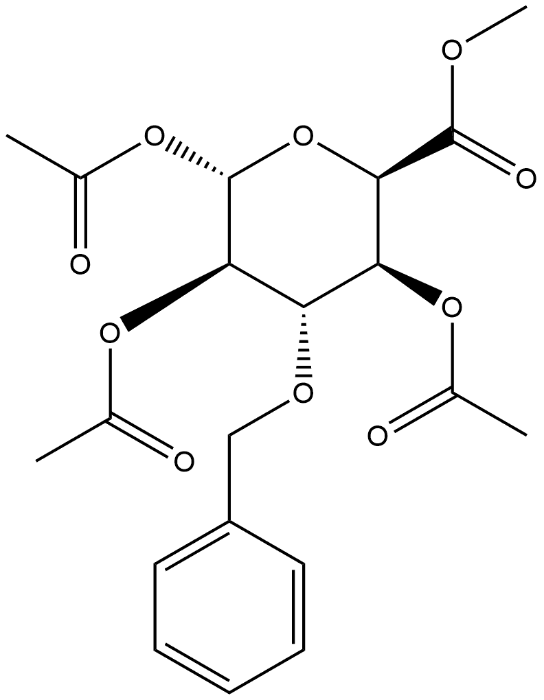 (2S,3R,4S,5S,6R)-4-(苄氧基)-6-(甲氧基羰基)四氢-2H-吡喃-2,3,5-三乙酸三酯, 87326-80-5, 结构式