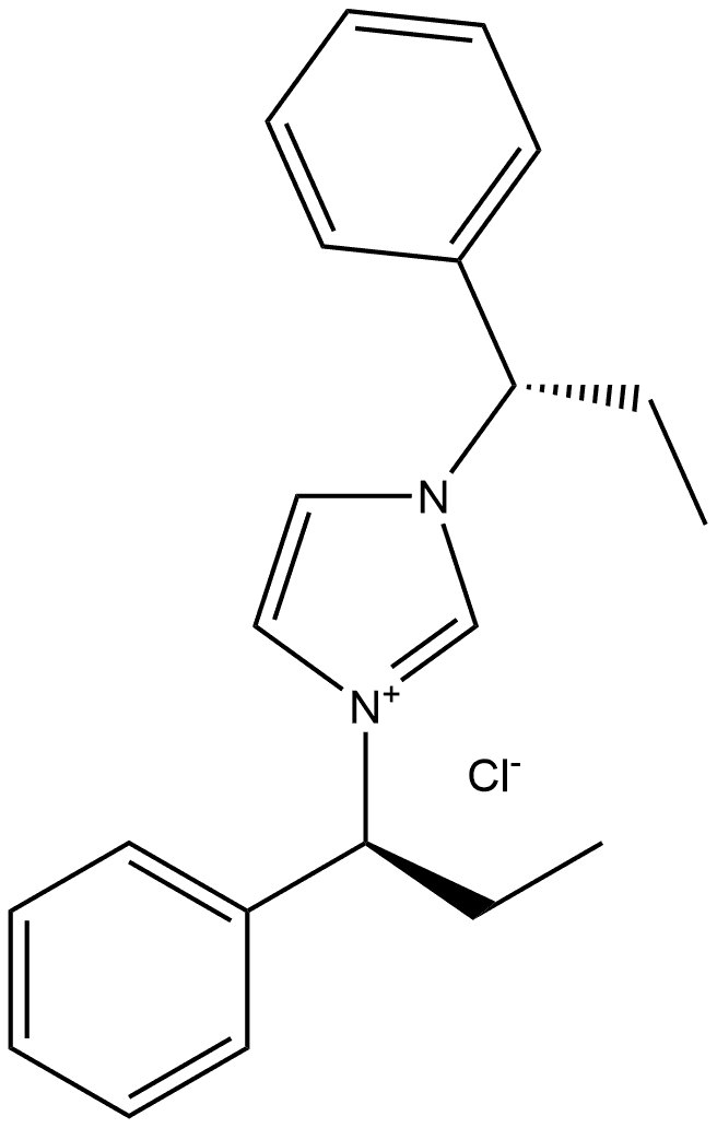 1,3-双((S)-1-苯基丙基)-1H-咪唑-3-鎓氯化物 结构式