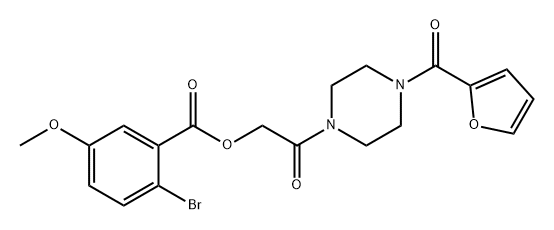 2-(4-(呋喃-2-羰基)哌嗪-1-基)-2-氧代乙基 2-溴-5-甲氧基苯甲酸酯,875157-56-5,结构式