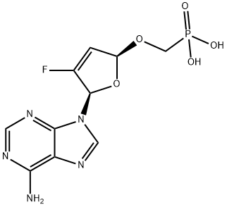Phosphonic acid, P-[[[(2R,5R)-5-(6-amino-9H-purin-9-yl)-4-fluoro-2,5-dihydro-2-furanyl]oxy]methyl]- Structure