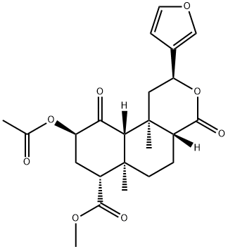 2H-Naphtho[2,1-c]pyran-7-carboxylic acid, 9-(acetyloxy)-2-(3-furanyl)dodecahydro-6a,10b-dimethyl-4,10-dioxo-, methyl ester, (2S,4aR,6aR,7R,9R,10aS,10bR)- 结构式