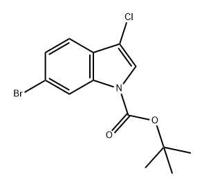 1H-Indole-1-carboxylic acid, 6-bromo-3-chloro-, 1,1-dimethylethyl ester 结构式
