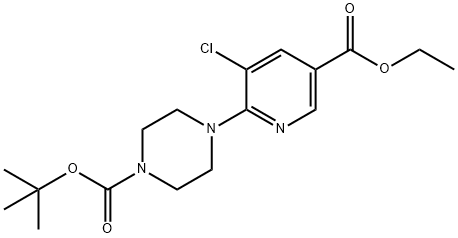 4-(3-CHLORO-5-ETHOXYCARBONYL-PYRIDIN-2-YL)-PIPERAZINE-1-CARBOXYLIC ACID TERT-BUTYL ESTER,878809-51-9,结构式