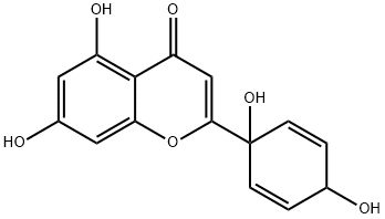 4H-1-Benzopyran-4-one, 2-(1,4-dihydroxy-2,5-cyclohexadien-1-yl)-5,7-dihydroxy- Struktur