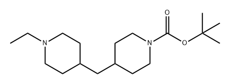 1-Piperidinecarboxylic acid, 4-[(1-ethyl-4-piperidinyl)methyl]-, 1,1-dimethylethyl ester 化学構造式