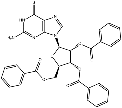 [5-(2-Amino-6-sulfanylidene-3H-purin-9-yl)-3,4-dibenzoyloxyoxolan-2-yl]methyl benzoate Structure