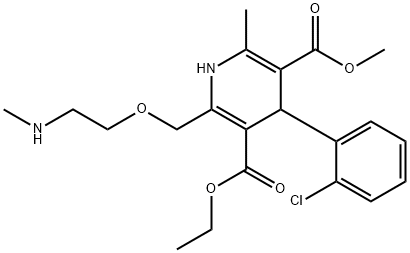 3,5-Pyridinedicarboxylic acid, 4-(2-chlorophenyl)-1,4-dihydro-2-methyl-6-[[2-(methylamino)ethoxy]methyl]-, 5-ethyl 3-methyl ester Structure