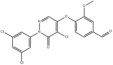 4-((5-氯-1-(3,5-二氯苯基)-6-氧代-1,6-二氢哒嗪-4-基)氧基)-3-甲氧基苯甲醛 结构式