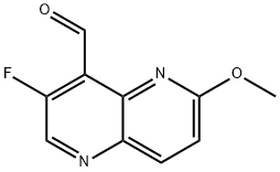 3-fluoro-6-methoxy-1,5-naphthyridine-4-carbaldehyde 结构式