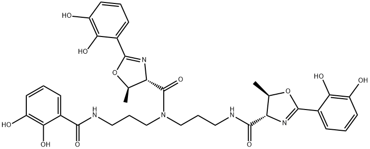 N-(3-{1-[(4S,5R)-2-(2,3-ジヒドロキシフェニル)-5-メチル-4,5-ジヒドロ-1,3-オキサゾール-4-イル]-N-(3-{[(4S,5R)-2-(2,3-ジヒドロキシフェニル)-5-メチル-4,5-ジヒドロ-1,3-オキサゾール-4-イル]ホルムアミド}プロピル)ホルムアミド}プロピル)-2,3-ジヒドロキシベンズアミド 化学構造式