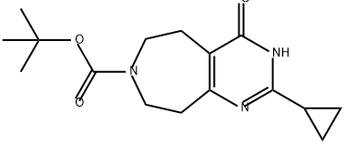 7H-Pyrimido[4,5-d]azepine-7-carboxylic acid, 2-cyclopropyl-3,4,5,6,8,9-hexahydro-4-oxo-, 1,1-dimethylethyl ester Struktur