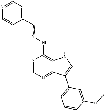 4-Pyridinecarboxaldehyde, 2-[7-(3-methoxyphenyl)-5H-pyrrolo[3,2-d]pyrimidin-4-yl]hydrazone,886599-05-9,结构式