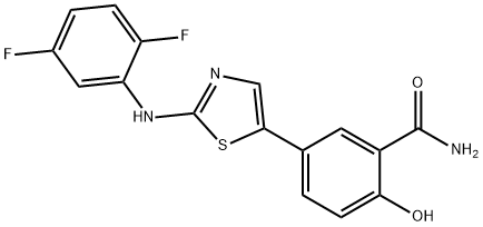 Benzamide, 5-[2-[(2,5-difluorophenyl)amino]-5-thiazolyl]-2-hydroxy- Struktur