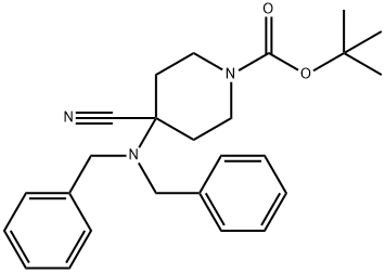 1-Piperidinecarboxylic acid, 4-[bis(phenylmethyl)amino]-4-cyano-, 1,1-dimethylethyl ester Structure