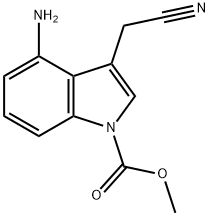 1H-Indole-1-carboxylic acid, 4-amino-3-(cyanomethyl)-, methyl ester Struktur