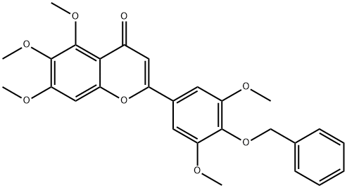 4H-1-Benzopyran-4-one, 2-[3,5-dimethoxy-4-(phenylmethoxy)phenyl]-5,6,7-trimethoxy- 化学構造式