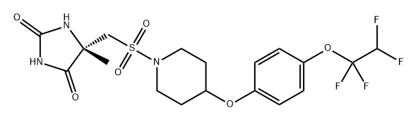 2,4-Imidazolidinedione, 5-methyl-5-[[[4-[4-(1,1,2,2-tetrafluoroethoxy)phenoxy]-1-piperidinyl]sulfonyl]methyl]-, (5S)- Struktur