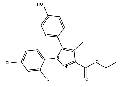 1H-Pyrazole-3-carboxylic acid, 1-(2,4-dichlorophenyl)-5-(4-hydroxyphenyl)-4-methyl-, ethyl ester Struktur