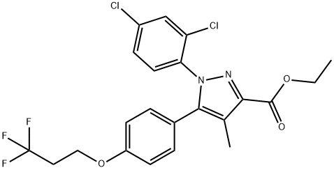 1H-Pyrazole-3-carboxylic acid, 1-(2,4-dichlorophenyl)-4-methyl-5-[4-(3,3,3-trifluoropropoxy)phenyl]-, ethyl ester Structure