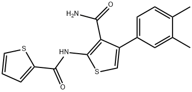 N-[3-氨基甲酰基-4-(3,4-二甲基苯基)2-噻吩基]噻吩-2-甲酰胺 结构式