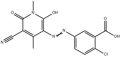 Benzoic acid, 2-?chloro-?5-?[2-?(5-?cyano-?1,?6-?dihydro-?2-?hydroxy-?1,?4-?dimethyl-?6-?oxo-?3-?pyridinyl)?diazenyl]?- Struktur