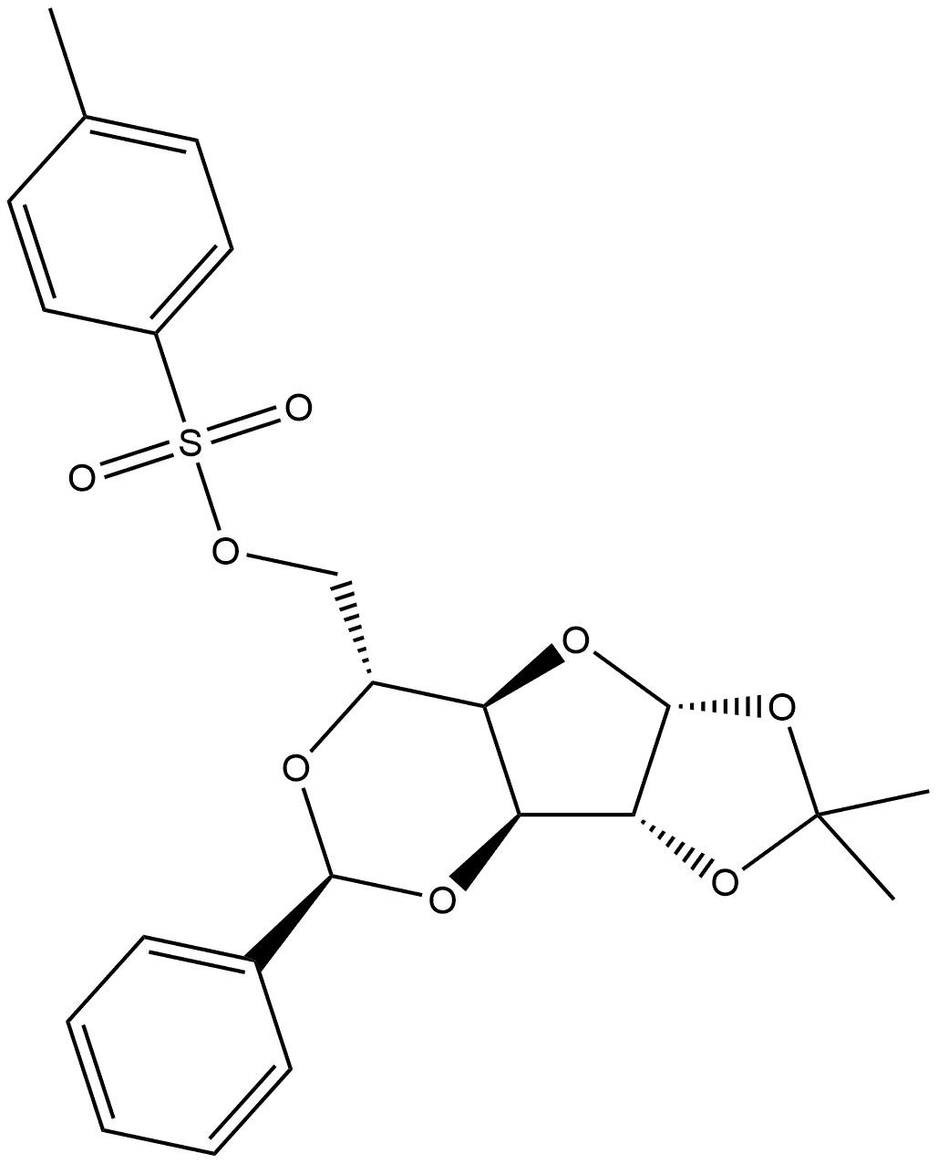 α-D-Glucofuranose, 1,2-O-(1-methylethylidene)-3,5-O-[(S)-phenylmethylene]-, 4-methylbenzenesulfonate (9CI) Structure