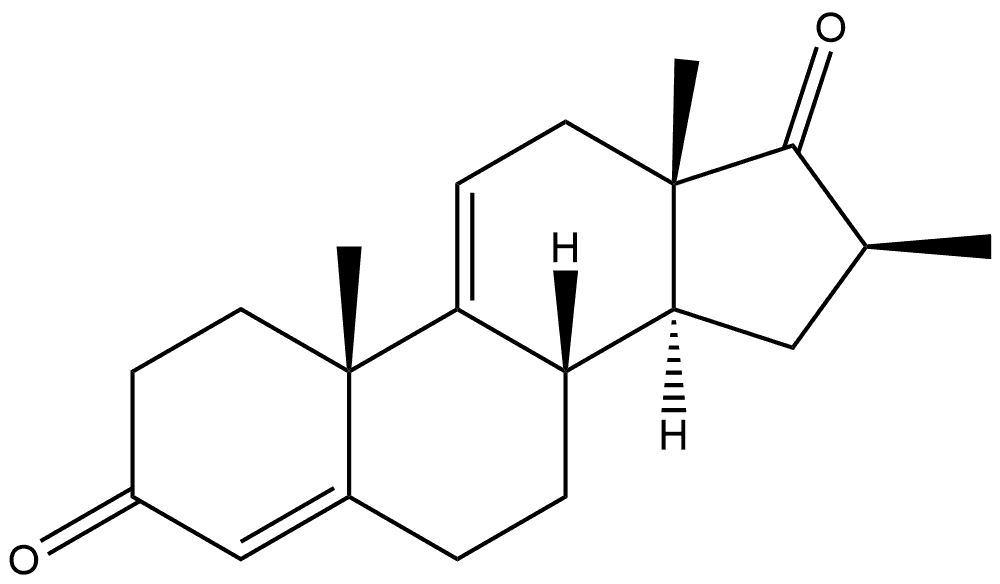 Androsta-4,9(11)-diene-3,17-dione, 16-methyl-, (16β)- Struktur