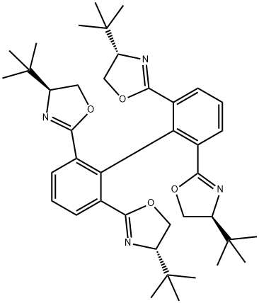 (4S,4'S,4''S,4'''S)-2,2',2'',2'''-[1,1'-biphenyl]-2,2',6,6'-tetrayltetrakis[4-tert-butyl-4,5-dihydrooxazole,901127-61-5,结构式