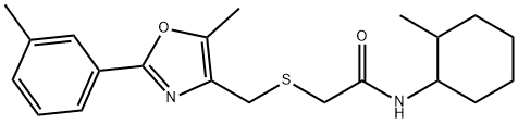 Acetamide, N-(2-methylcyclohexyl)-2-[[[5-methyl-2-(3-methylphenyl)-4-oxazolyl]methyl]thio]- Structure
