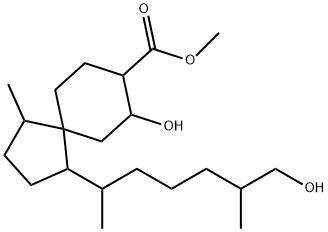 Spiro[4.5]decane-8-carboxylic acid, 7-hydroxy-1-(6-hydroxy-1,5-dimethylhexyl)-4-methyl-, methyl ester Structure