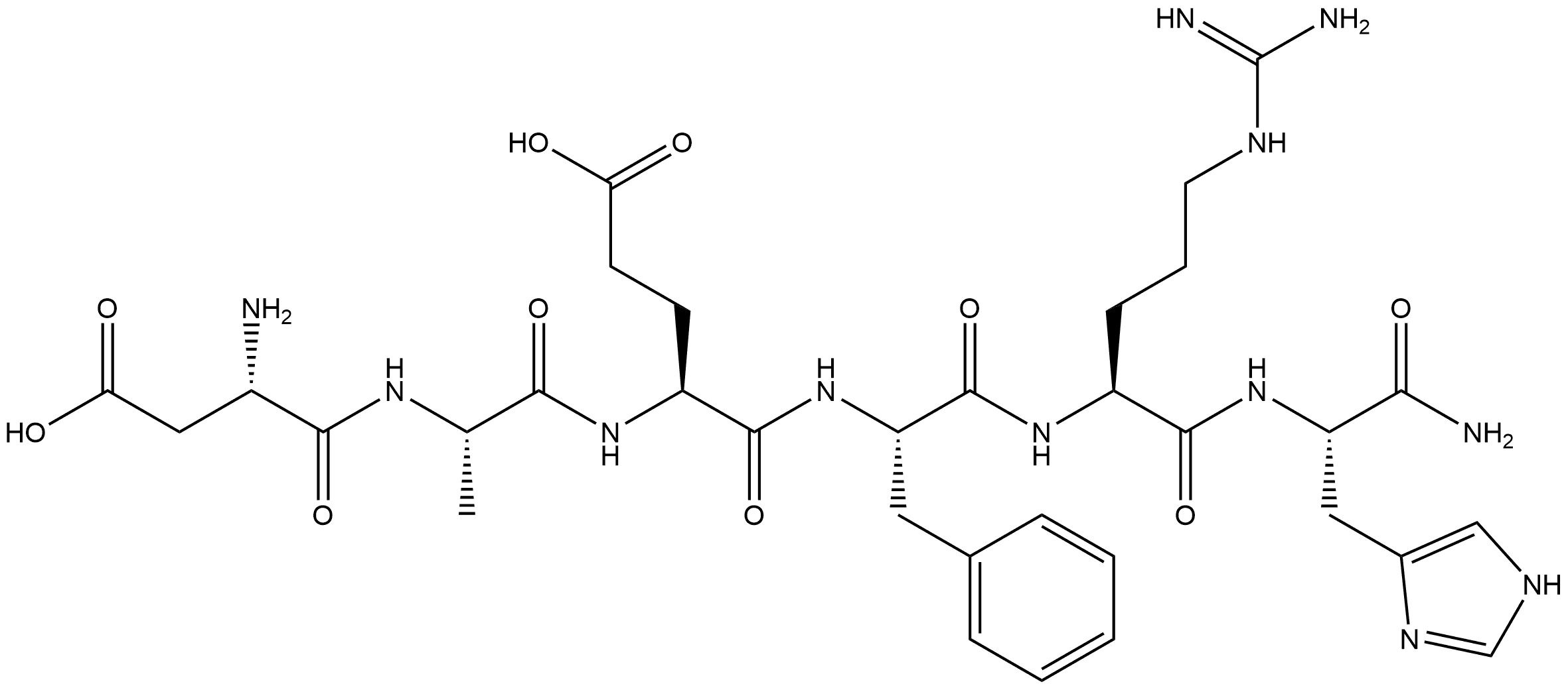 L-Histidinamide, L-α-aspartyl-L-alanyl-L-α-glutamyl-L-phenylalanyl-L-arginyl- Structure