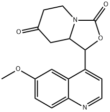 3H-?Oxazolo[3,?4-?a]?pyridine-?3,?7(1H)?-?dione, tetrahydro-?1-?(6-?methoxy-?4-?quinolinyl)?- (9CI) Struktur