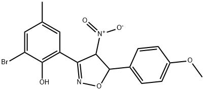 Phenol, 2-?bromo-?6-?[4,?5-?dihydro-?5-?(4-?methoxyphenyl)?-?4-?nitro-?3-?isoxazolyl]?-?4-?methyl- (9CI) 结构式