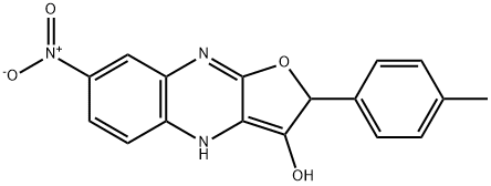 Furo[2,?3-?b]?quinoxalin-?3-?ol, 2,?4-?dihydro-?2-?(4-?methylphenyl)?-?7-?nitro- (9CI) 化学構造式