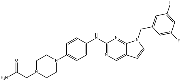 1-Piperazineacetamide, 4-[4-[[7-[(3,5-difluorophenyl)methyl]-7H-pyrrolo[2,3-d]pyrimidin-2-yl]amino]phenyl]- Struktur