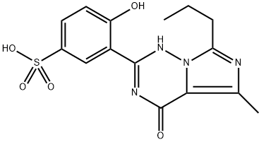 Benzenesulfonic acid, 3-(1,4-dihydro-5-methyl-4-oxo-7-propylimidazo[5,1-f][1,2,4]triazin-2-yl)-4-hydroxy- Structure
