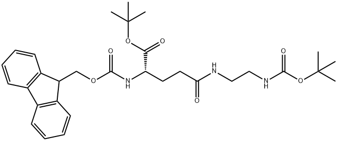 12-Oxa-2,7,10-triazatetradecanoic acid, 3-[(1,1-dimethylethoxy)carbonyl]-13,13-dimethyl-6,11-dioxo-, 9H-fluoren-9-ylmethyl ester, (3S)- Structure