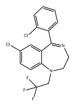 1H-1,4-Benzodiazepine, 7-chloro-5-(2-chlorophenyl)-2,3-dihydro-1-(2,2,2-trifluoroethyl)- 结构式