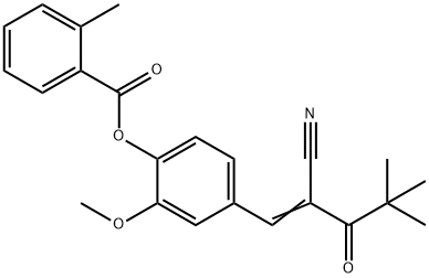4-[(1E)-2-Cyano-4,4-dimethyl-3-oxopent-1-en-1-yl]-2-methoxyphenyl 2-methylbenzoate 结构式