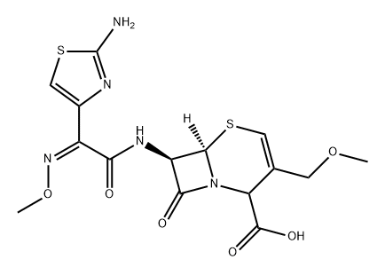 5-Thia-1-azabicyclo[4.2.0]oct-3-ene-2-carboxylic acid, 7-[[(2Z)-2-(2-amino-4-thiazolyl)-2-(methoxyimino)acetyl]amino]-3-(methoxymethyl)-8-oxo-, (6R,7R)- Structure