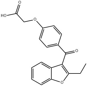 Acetic acid, 2-[4-[(2-ethyl-3-benzofuranyl)carbonyl]phenoxy]- Structure