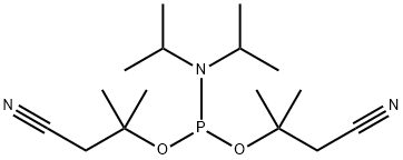 Bis(2-cyano-1,1-dimethylethyl) N,N-bis(1-methylethyl)phosphoramidite Struktur