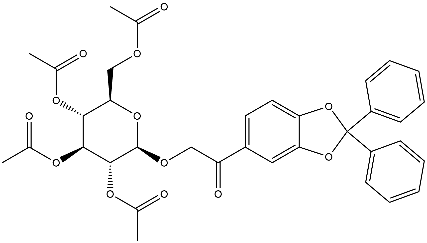 1-(2,2-Diphenyl-1,3-benzodioxol-5-yl)-2-[(2,3,4,6-tetra-O-acetyl-β-D-glucopyranosyl)oxy]ethanone Structure