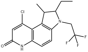 7H-Pyrrolo[3,2-f]quinolin-7-one, 9-chloro-2-ethyl-1,2,3,6-tetrahydro-1-methyl-3-(2,2,2-trifluoroethyl)- 化学構造式