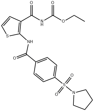 Carbamic acid, N-[[2-[[4-(1-pyrrolidinylsulfonyl)benzoyl]amino]-3-thienyl]carbonyl]-, ethyl ester|化合物 DPRE1-IN-1