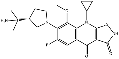 Isothiazolo[5,4-b]quinoline-3,4(2H,9H)-dione, 7-[(3R)-3-(1-amino-1-methylethyl)-1-pyrrolidinyl]-9-cyclopropyl-6-fluoro-8-methoxy-|化合物 T23613