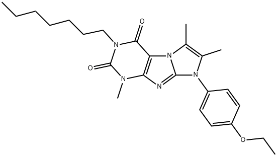1H-?Imidazo[2,?1-?f]?purine-?2,?4(3H,?8H)?-?dione, 8-?(4-?ethoxyphenyl)?-?3-?heptyl-?1,?6,?7-?trimethyl- Struktur