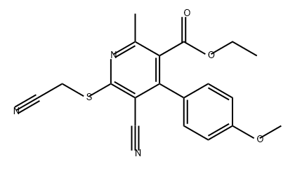 3-Pyridinecarboxylic acid, 5-cyano-6-[(cyanomethyl)thio]-4-(4-methoxyphenyl)-2-methyl-, ethyl ester Structure